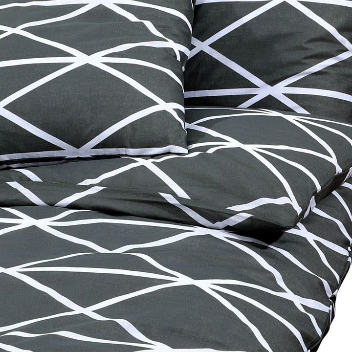 Ensemble De Housse De Couette Gris 200X200 Cm Coton Gris Foncé Et Blanc