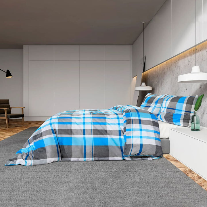 Ensemble De Housse De Couette 260X240 Cm Coton Bleu Et Gris