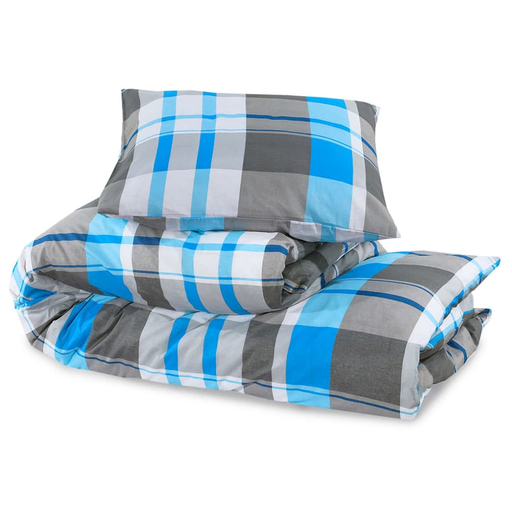 Ensemble De Housse De Couette 260X240 Cm Coton Bleu Et Gris