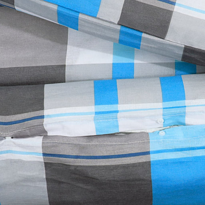 Ensemble De Housse De Couette 260X240 Cm Coton Bleu Et Gris