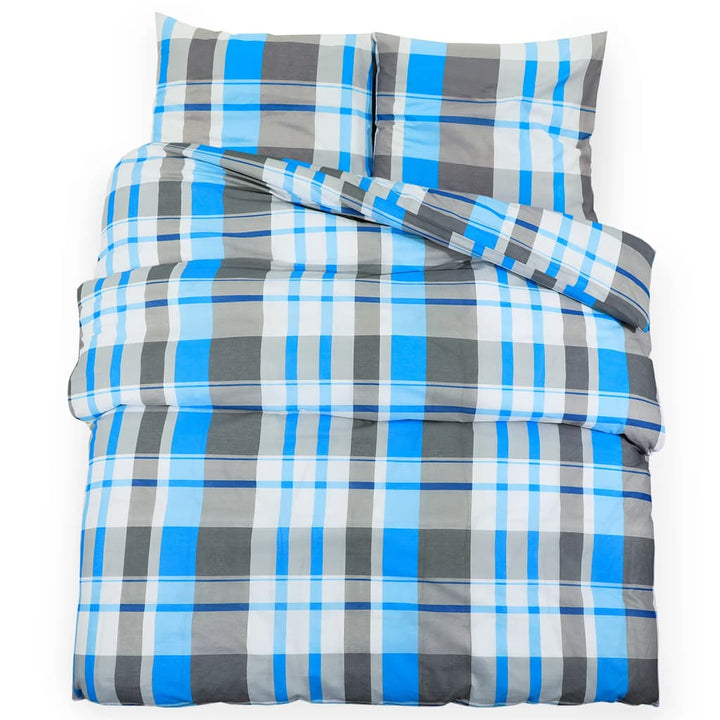 Ensemble De Housse De Couette 140X200 Cm Coton Bleu Et Gris