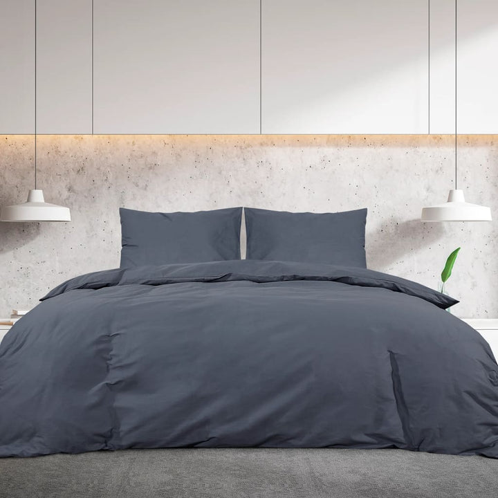 Ensemble De Housse De Couette 140X200 Cm Coton Anthracite