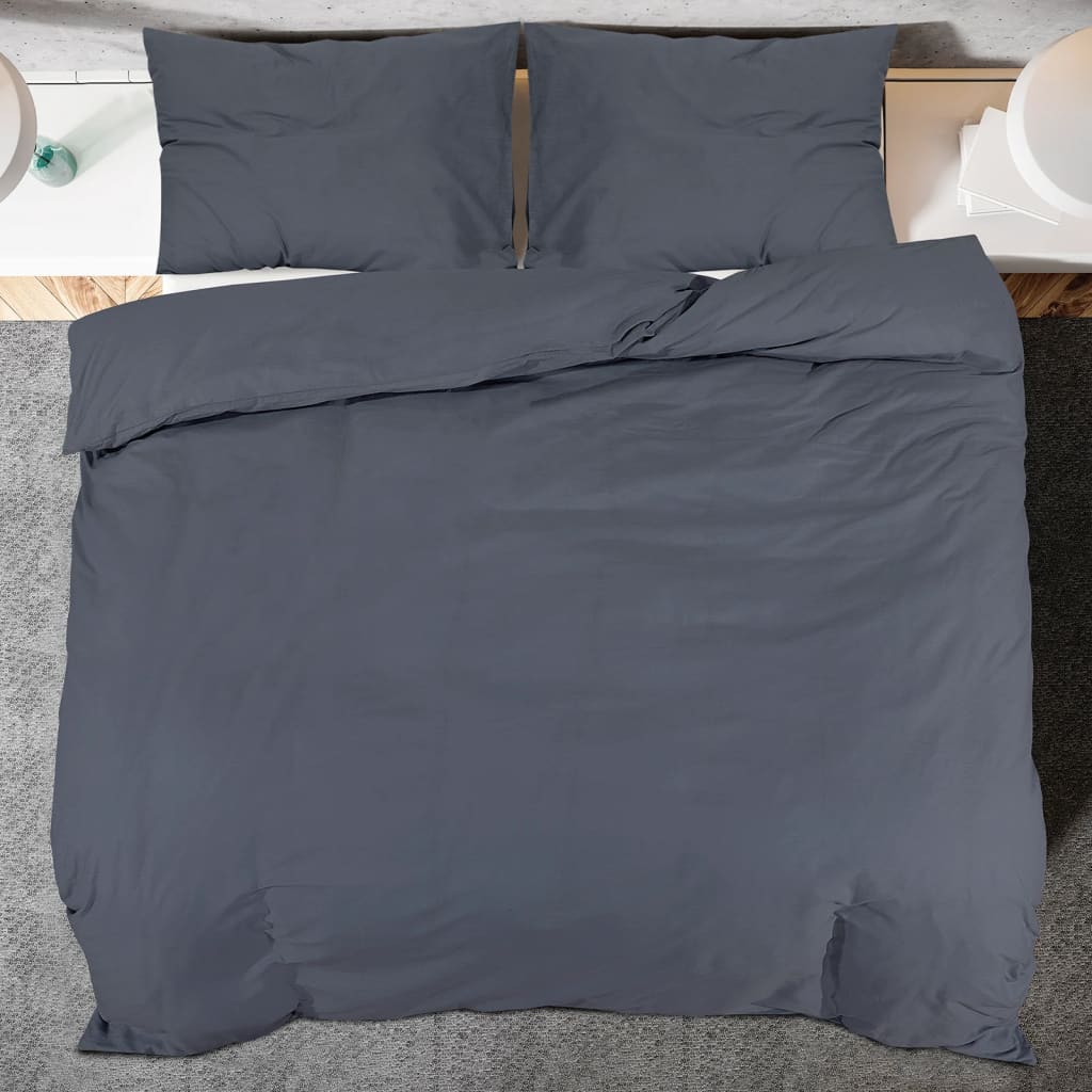 Ensemble De Housse De Couette 140X200 Cm Coton Anthracite