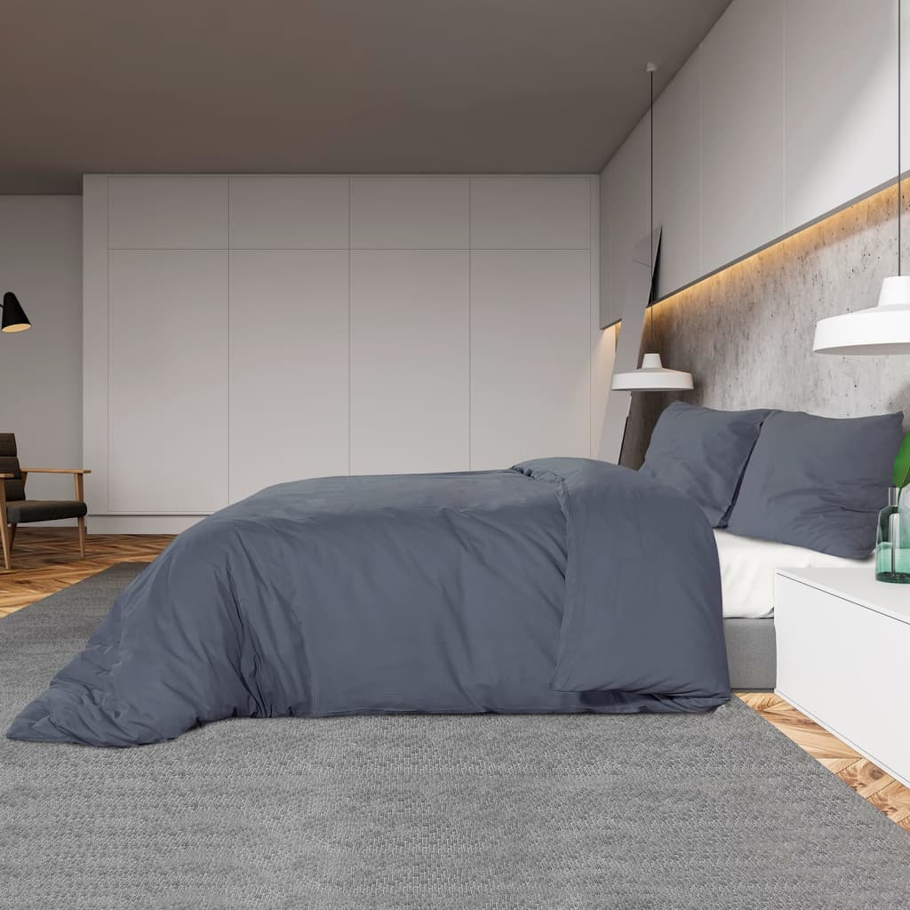 Ensemble De Housse De Couette 200X200 Cm Coton Anthracite