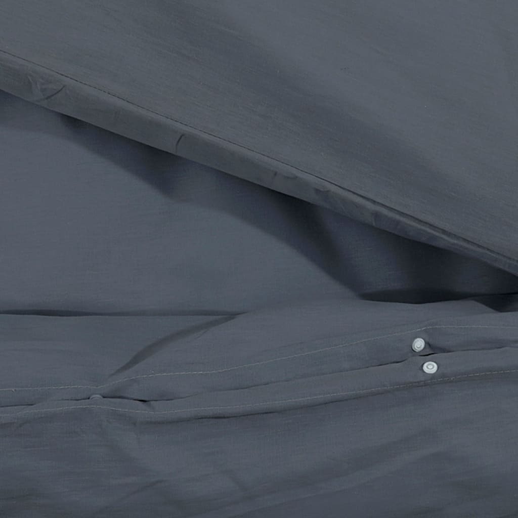 Ensemble De Housse De Couette 200X200 Cm Coton Anthracite