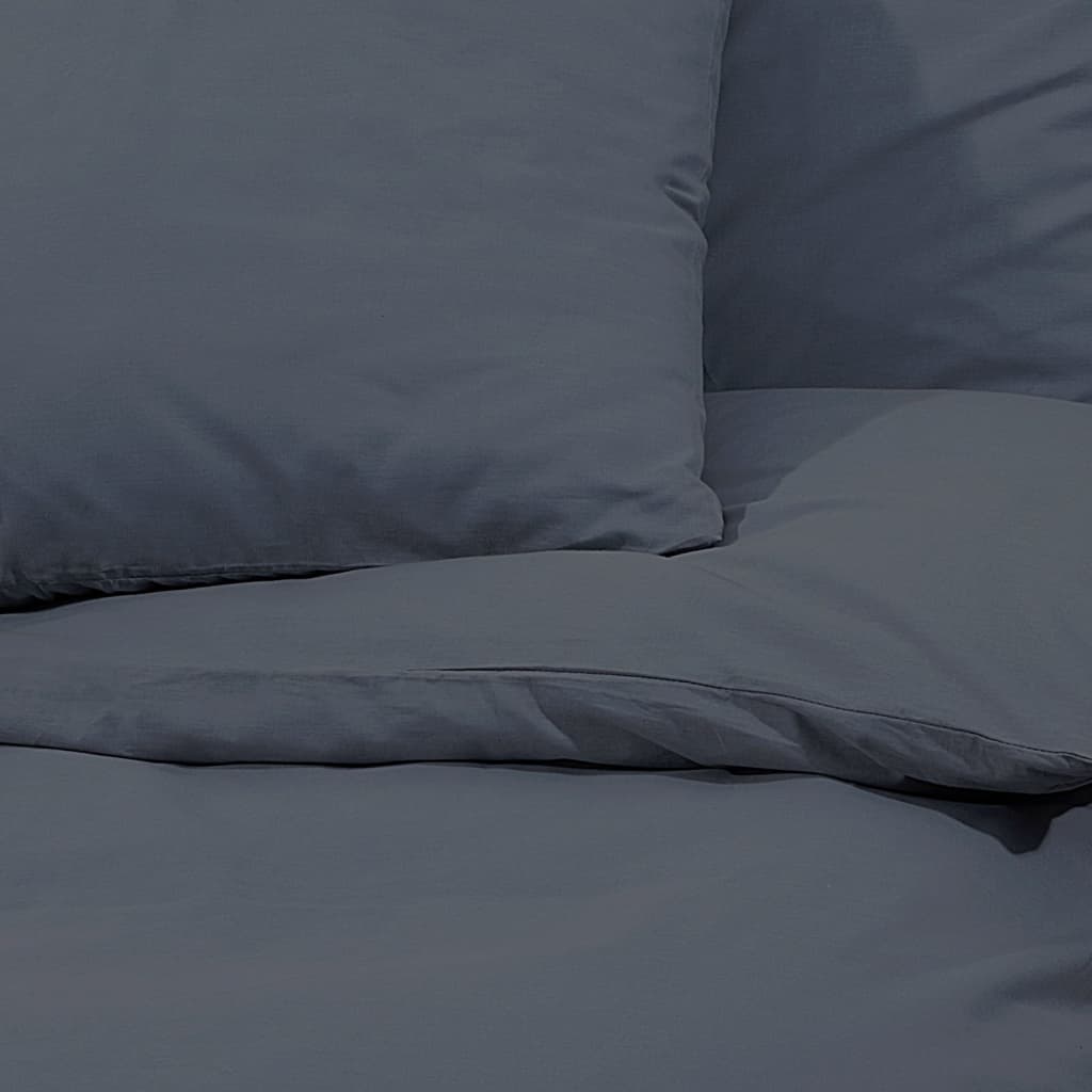 Ensemble De Housse De Couette 155X220 Cm Coton Anthracite