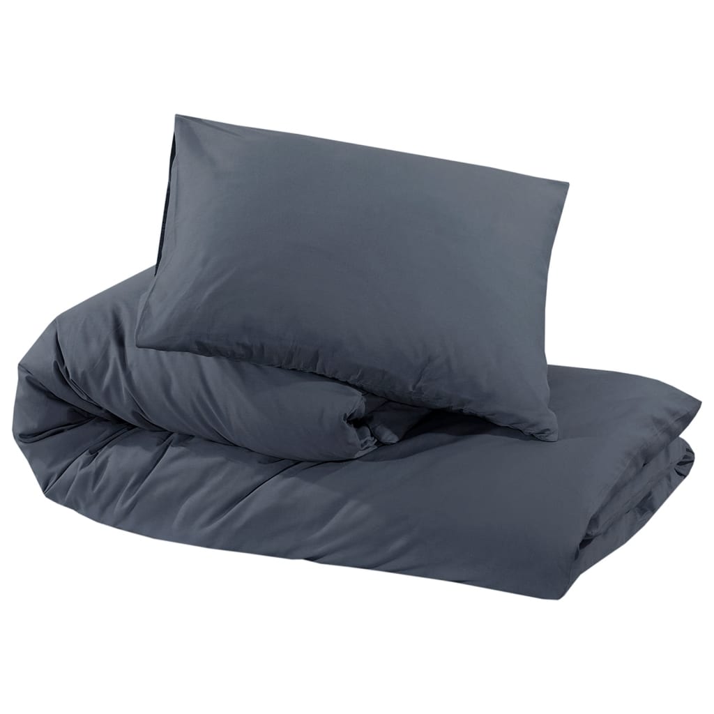 Ensemble De Housse De Couette 200X200 Cm Coton Anthracite