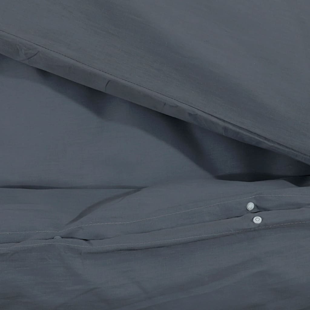 Ensemble De Housse De Couette 200X200 Cm Coton Anthracite
