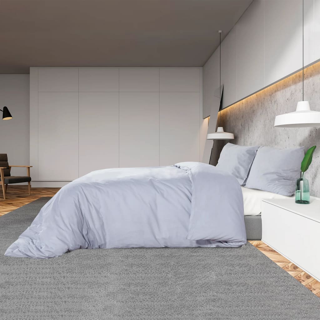 Ensemble De Housse De Couette 135X200 Cm Coton Gris
