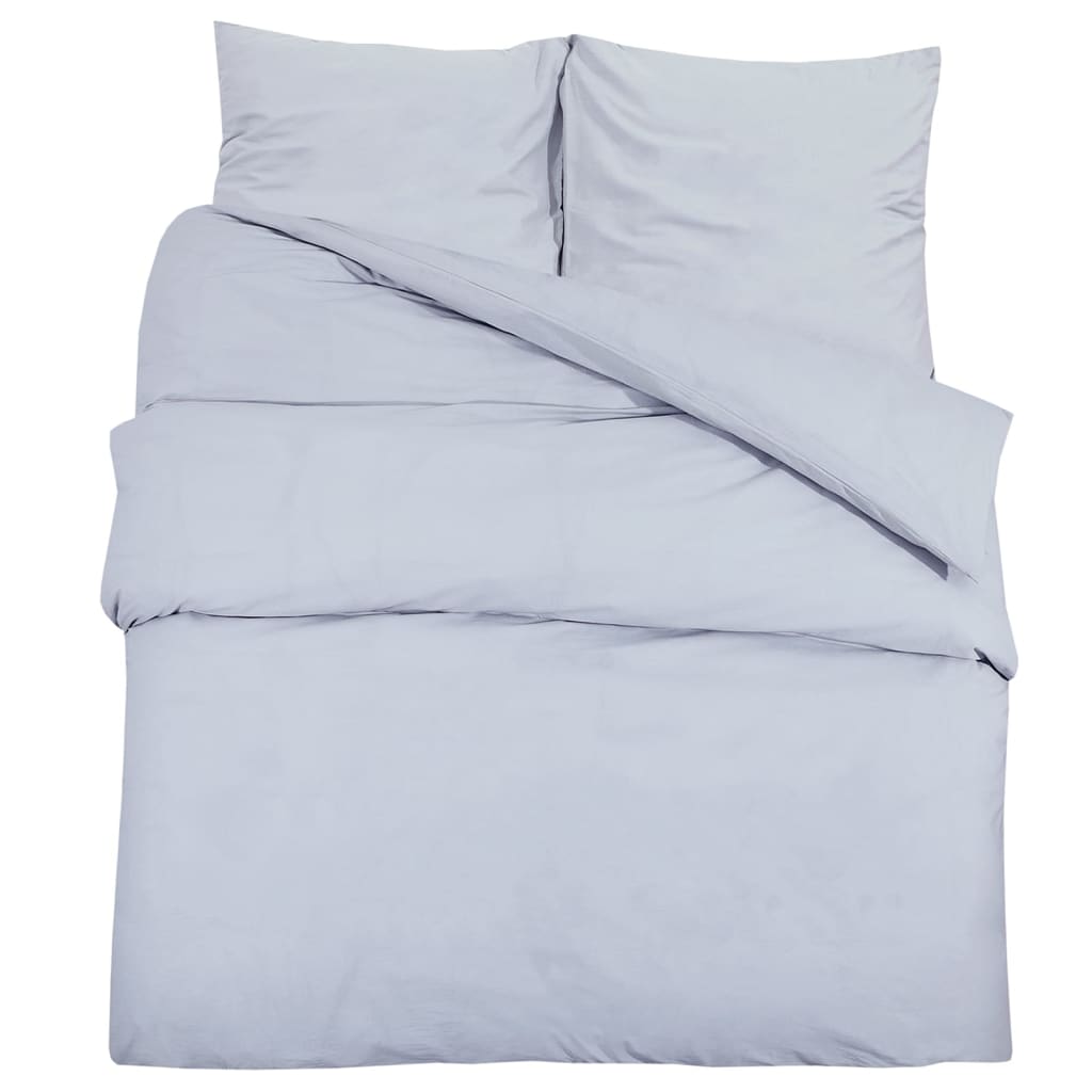 Ensemble De Housse De Couette 155X220 Cm Coton Gris
