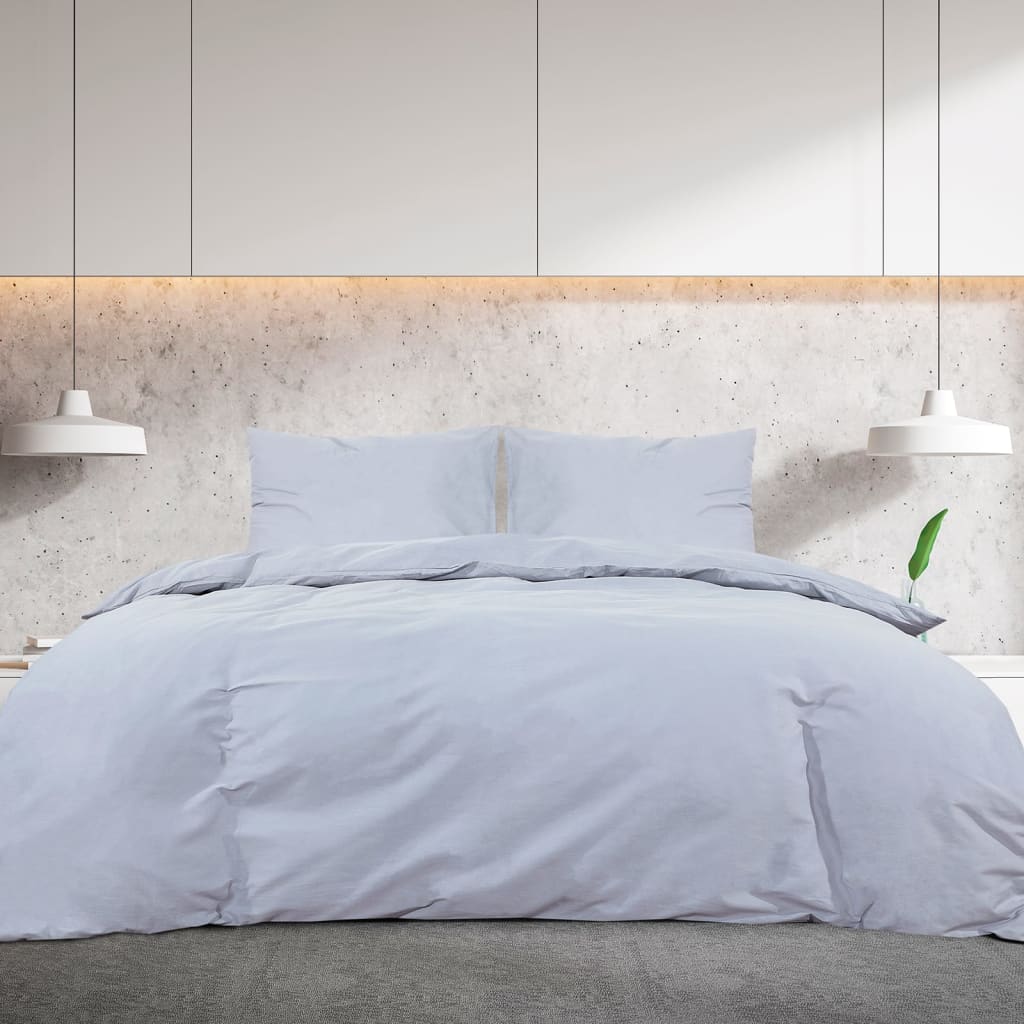 Ensemble De Housse De Couette 155X220 Cm Coton Gris