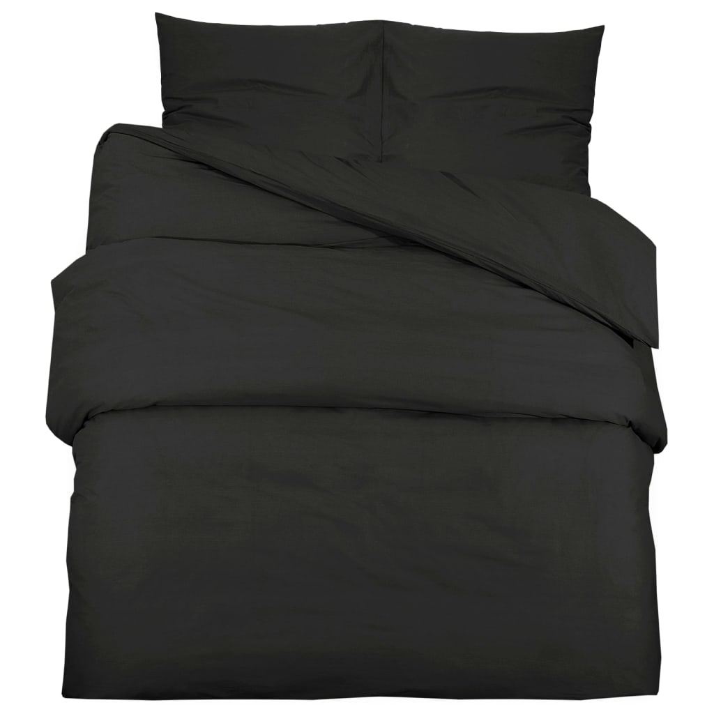 Ensemble De Housse De Couette 140X200 Cm Coton Noir