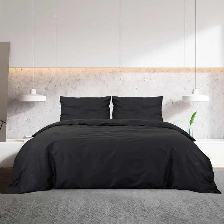 Ensemble De Housse De Couette 140X200 Cm Coton Noir