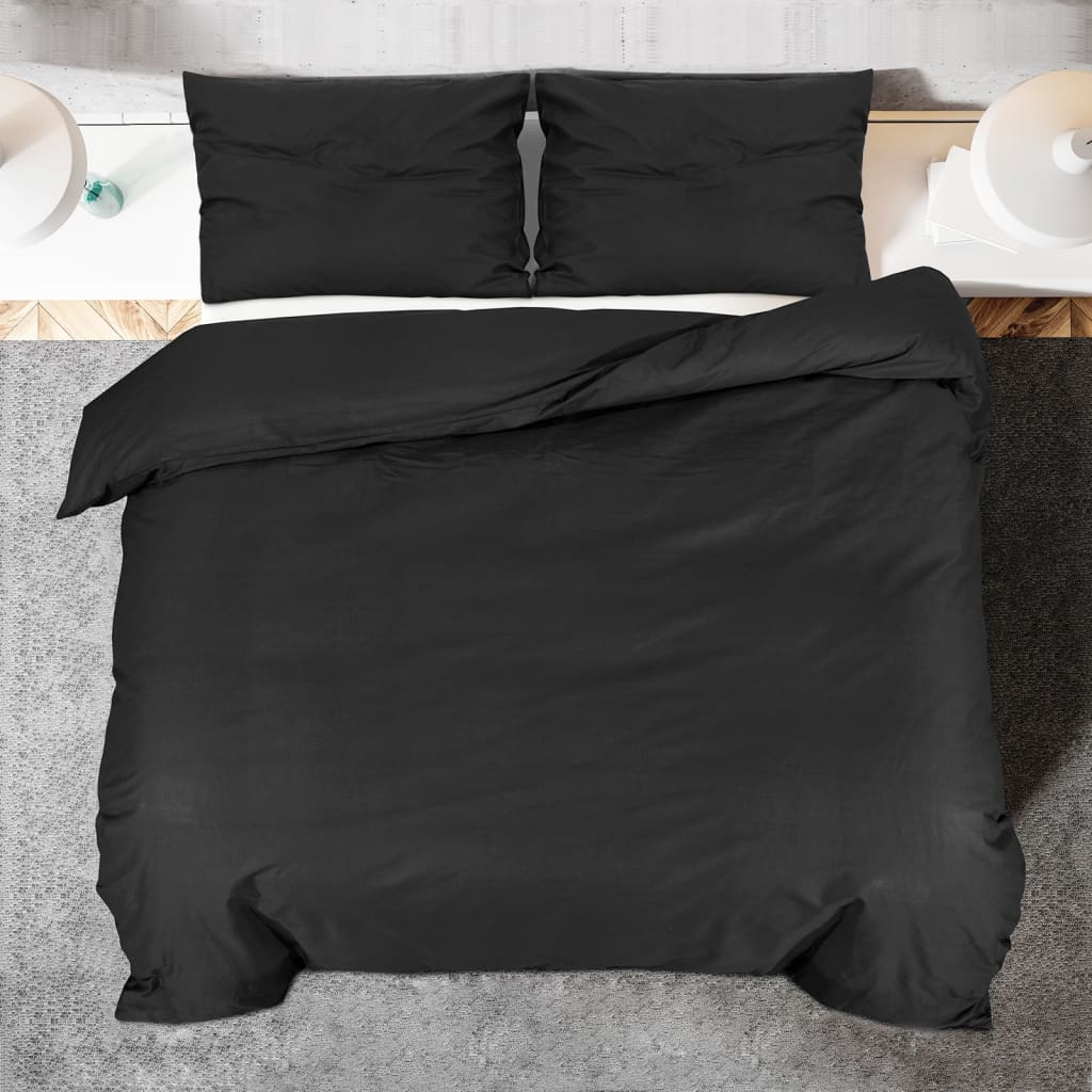 Ensemble De Housse De Couette 140X200 Cm Coton Noir