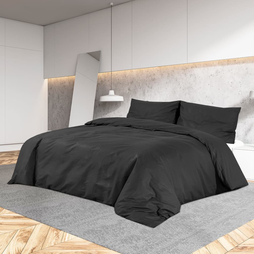 Ensemble De Housse De Couette 140X200 Cm Coton Noir