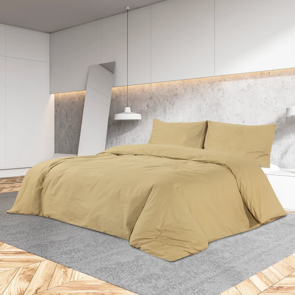Ensemble De Housse De Couette 135X200 Cm Coton Taupe
