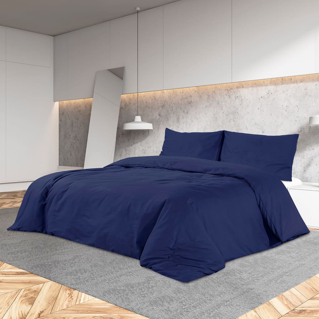 Ensemble De Housse De Couette Marine 260X240 Cm Coton Bleu