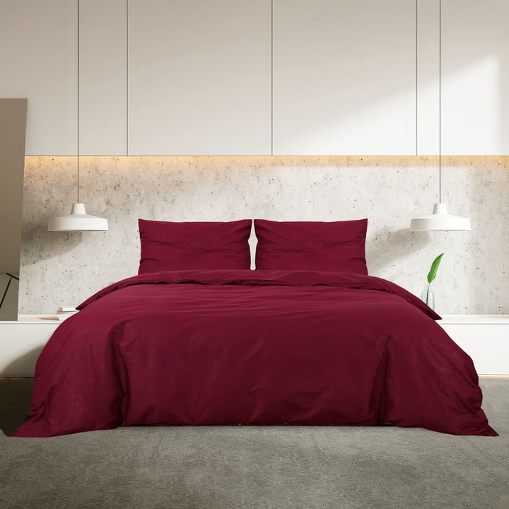 Ensemble De Housse De Couette Bordeaux 140X200 Cm Coton Rouge