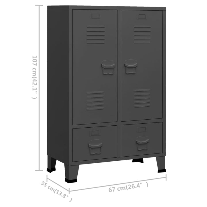 Garde-Robe Industrielle 67X35X107 Cm Acier