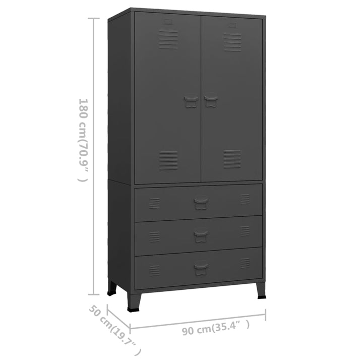 Garde-Robe Industrielle 90X50X180 Cm Métal