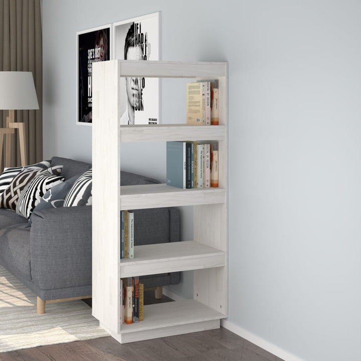 Bibliothèque/Séparateur De Pièce 80X35X Pin Massif Blanc