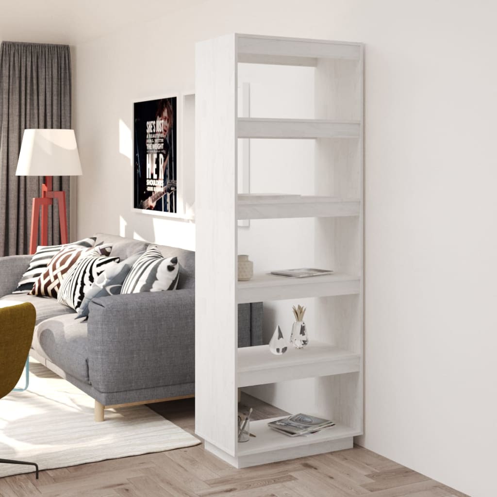 Bibliothèque/Séparateur De Pièce 80X35X Pin Massif Blanc