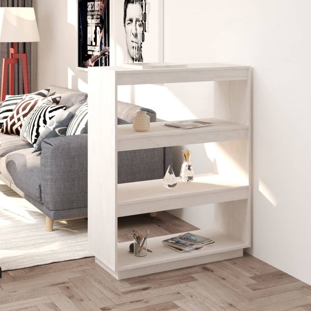 Bibliothèque/Séparateur De Pièce 80X35X Pin Massif Blanc