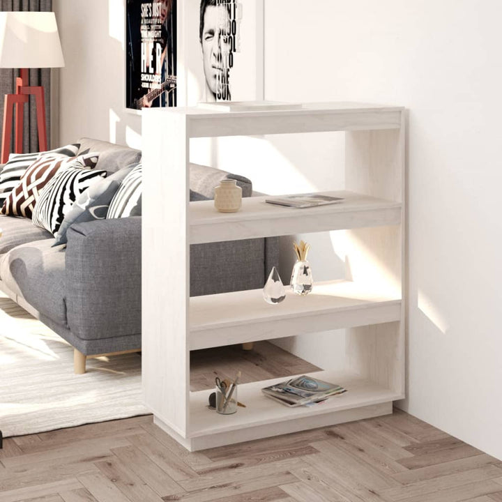 Bibliothèque/Séparateur De Pièce 80X35X Pin Massif Blanc