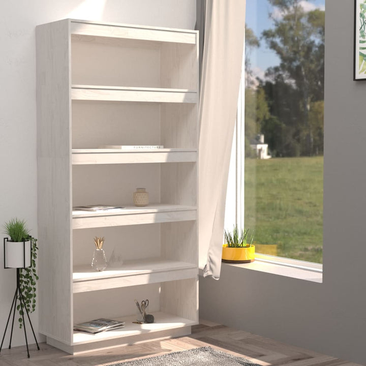 Bibliothèque/Séparateur De Pièce 80X35X Pin Massif Blanc