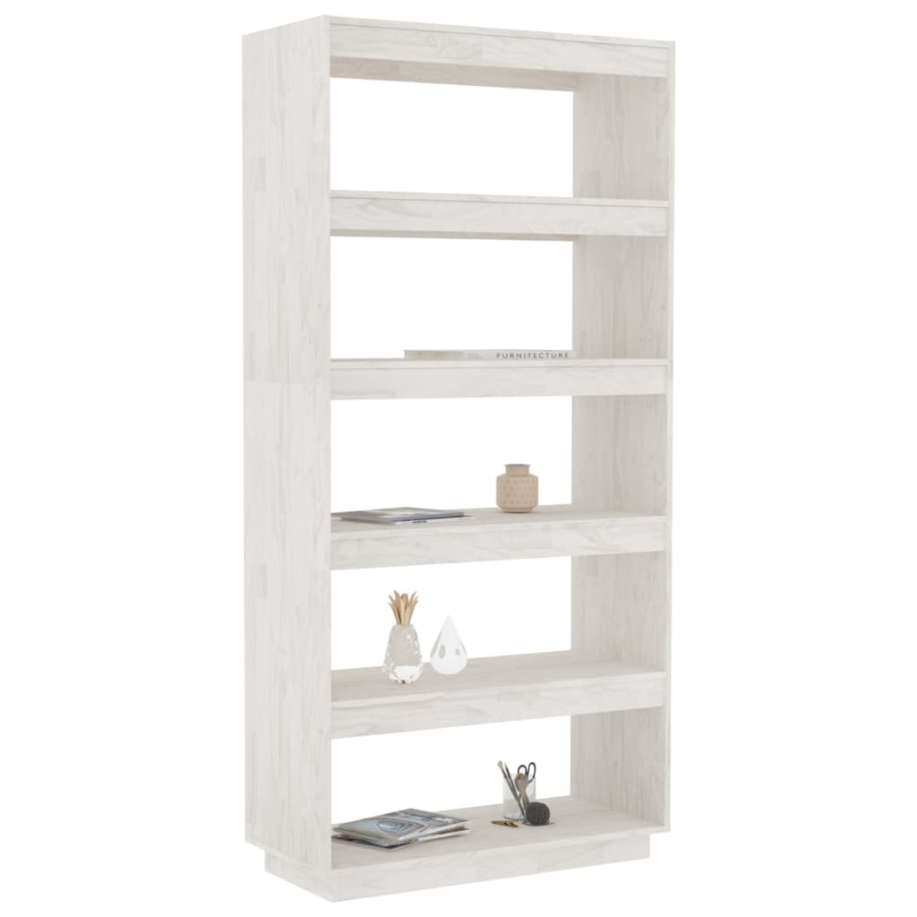 Bibliothèque/Séparateur De Pièce 80X35X Pin Massif Blanc