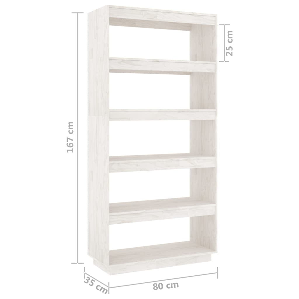 Bibliothèque/Séparateur De Pièce 80X35X Pin Massif Blanc