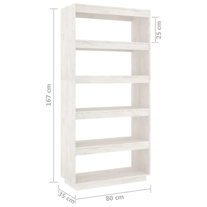 Bibliothèque/Séparateur De Pièce 80X35X Pin Massif Blanc