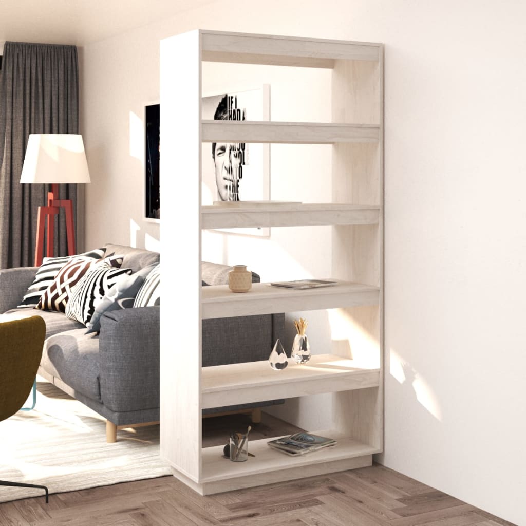 Bibliothèque/Séparateur De Pièce 80X35X Pin Massif Blanc