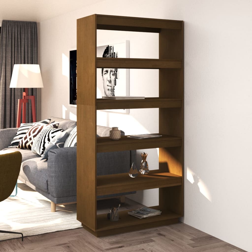 Bibliothèque/Séparateur De Pièce 80X35X Pin Marron Miel