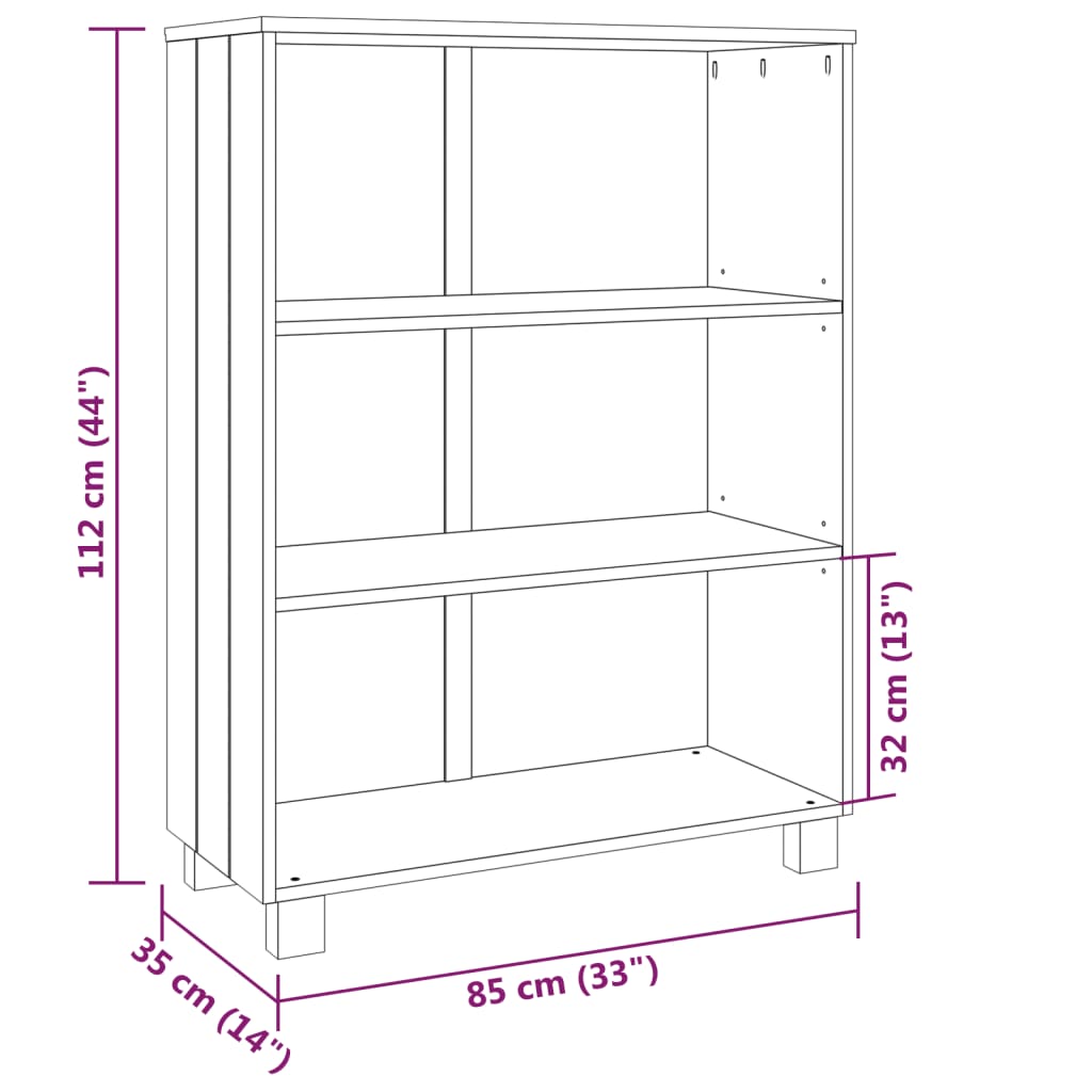 Bibliothèque Hamar 85X35X112 Cm Bois De Pin Massif