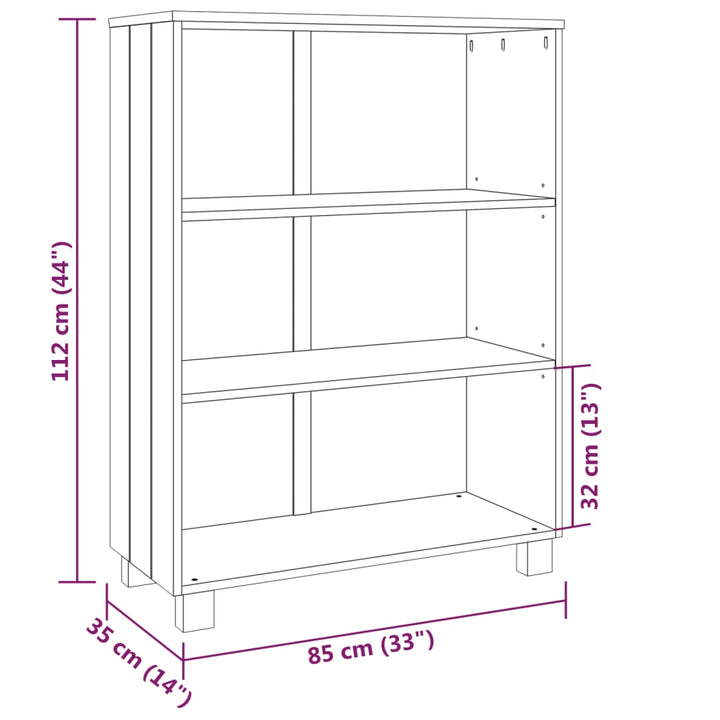 Bibliothèque Hamar 85X35X112 Cm Bois De Pin Massif
