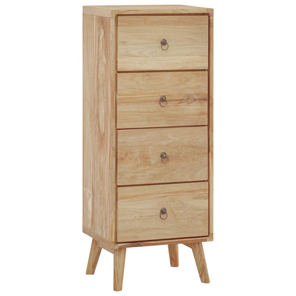 Commode 40X30X100 Cm Bois Massif De Teck Gris Foncé