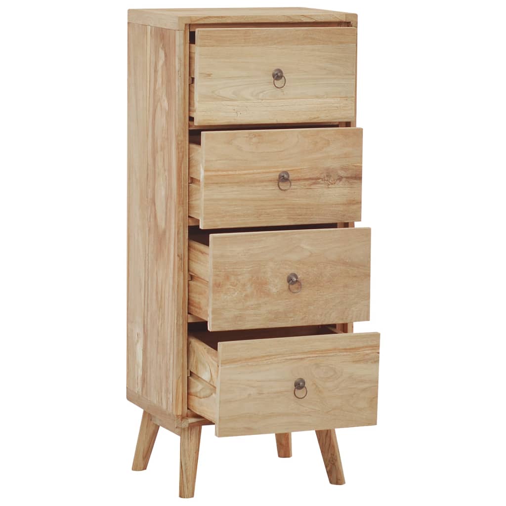 Commode 40X30X100 Cm Bois Massif De Teck Gris Foncé