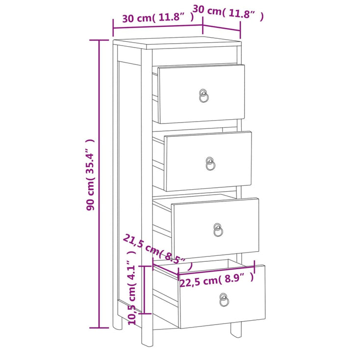 Commode 30X30X90 Cm Bois Massif De Teck