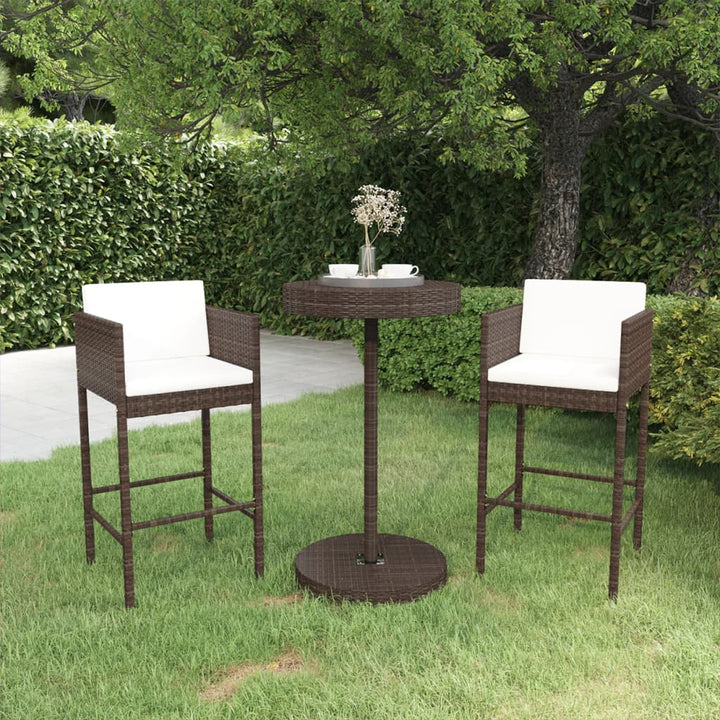 Ensemble Bar De Jardin 5 Pcs Et Coussins Résine Tressée