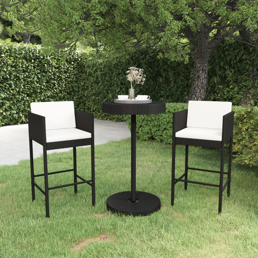 Ensemble Bar De Jardin 5 Pcs Et Coussins Résine Tressée