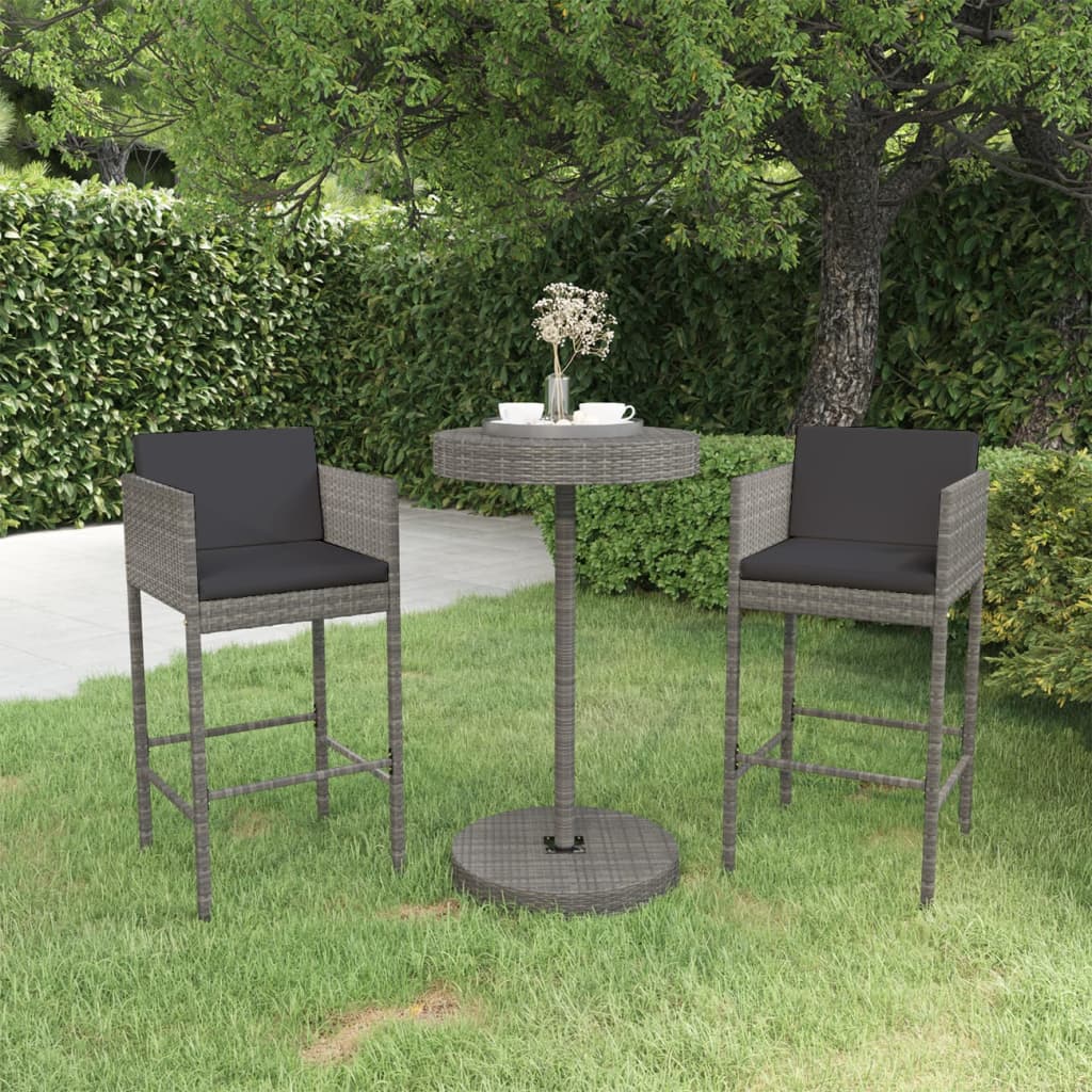 Ensemble Bar De Jardin 5 Pcs Et Coussins Résine Tressée