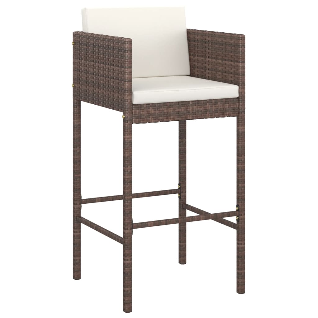 Ensemble Bar De Jardin 5 Pcs Et Coussins Résine Tressée