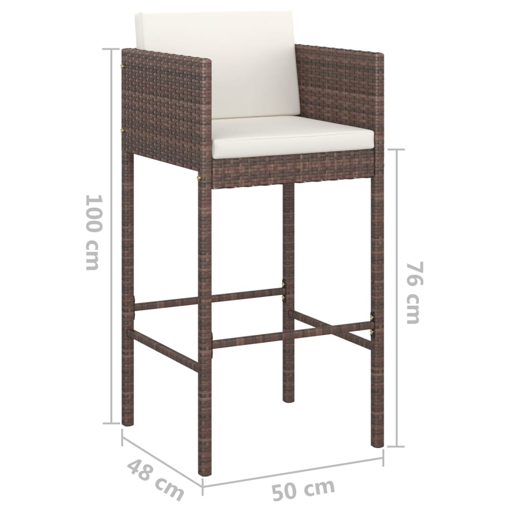 Ensemble Bar De Jardin 5 Pcs Et Coussins Résine Tressée