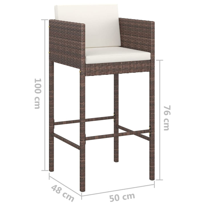 Ensemble Bar De Jardin 5 Pcs Et Coussins Résine Tressée