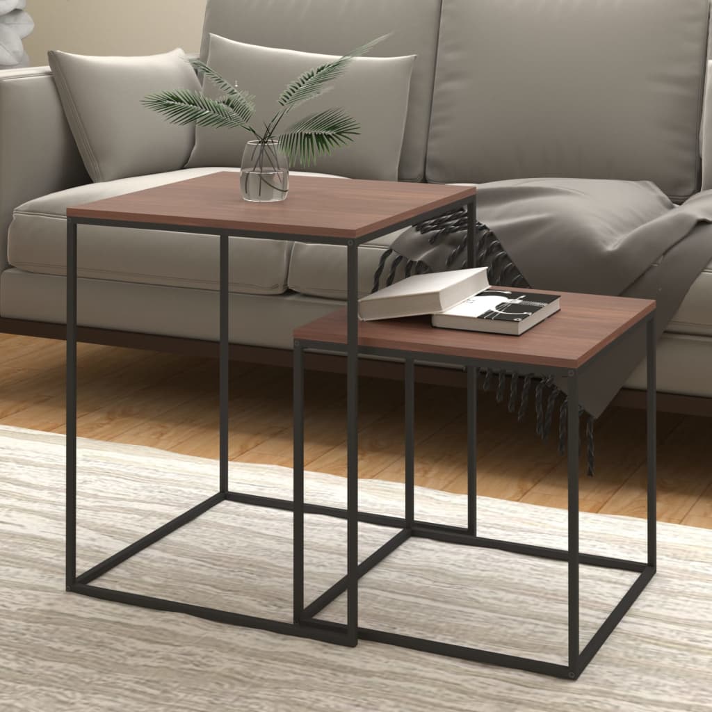 Ensemble De Table Basse 2 Pcs Bois D'ingénierie Et Métal