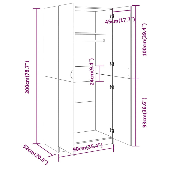 Garde-Robe 90X52X200 Cm Bois D'ingénierie
