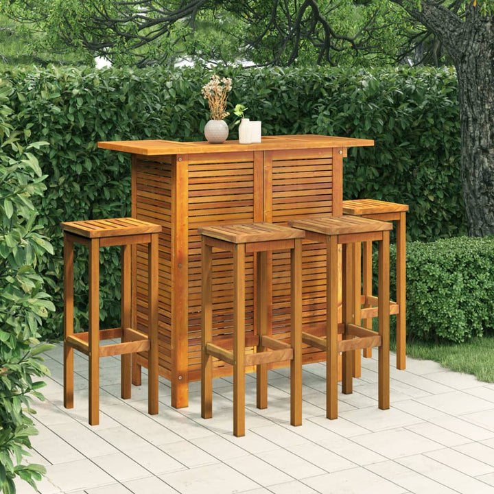 Ensemble De Bar De Jardin 5 Pcs Bois D'acacia Solide