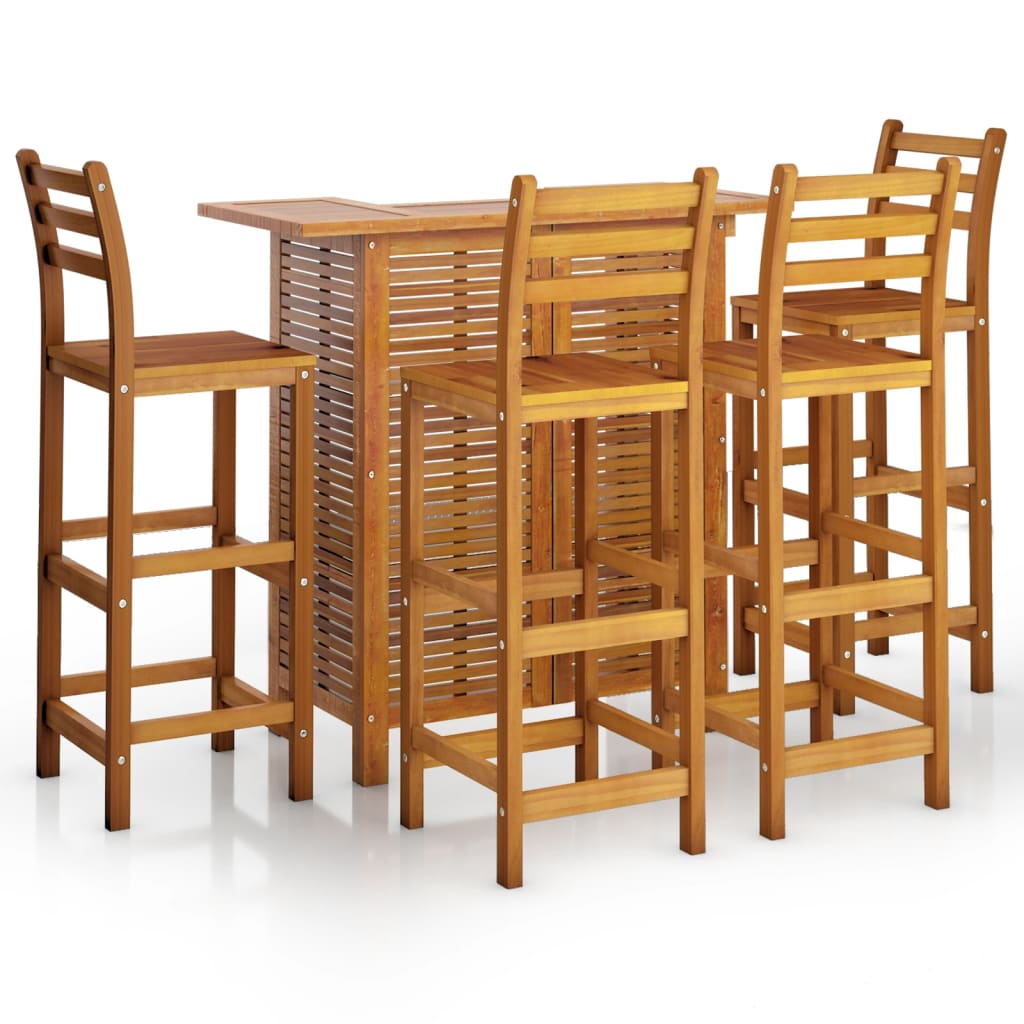 Ensemble De Bar De Jardin 5 Pcs Bois D'acacia Solide