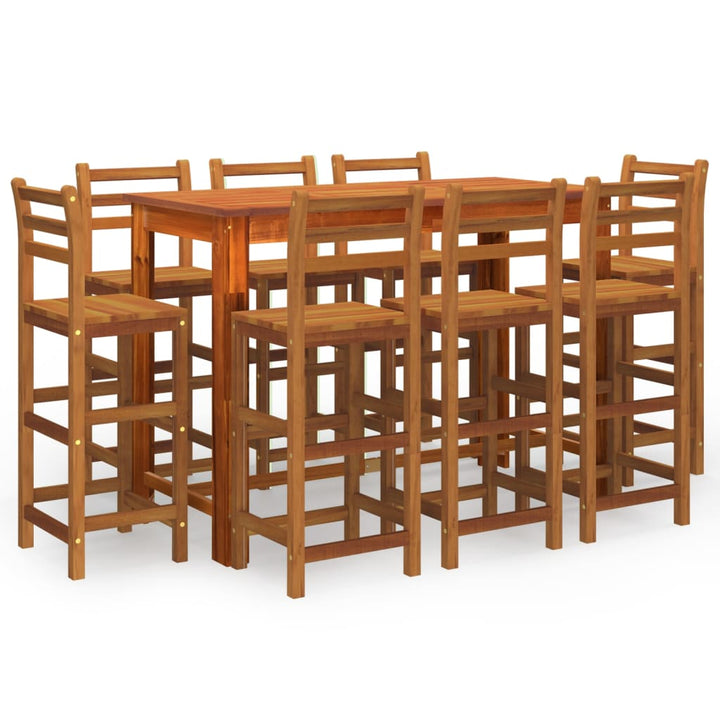 Ensemble De Bar De Jardin 9 Pcs Bois D'acacia Solide